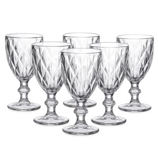 Kit 2,4,6,12 Taças Diamond Vidro Transparente 340ml Festa Presente Casamento Aniversario em Oferta na Shopee