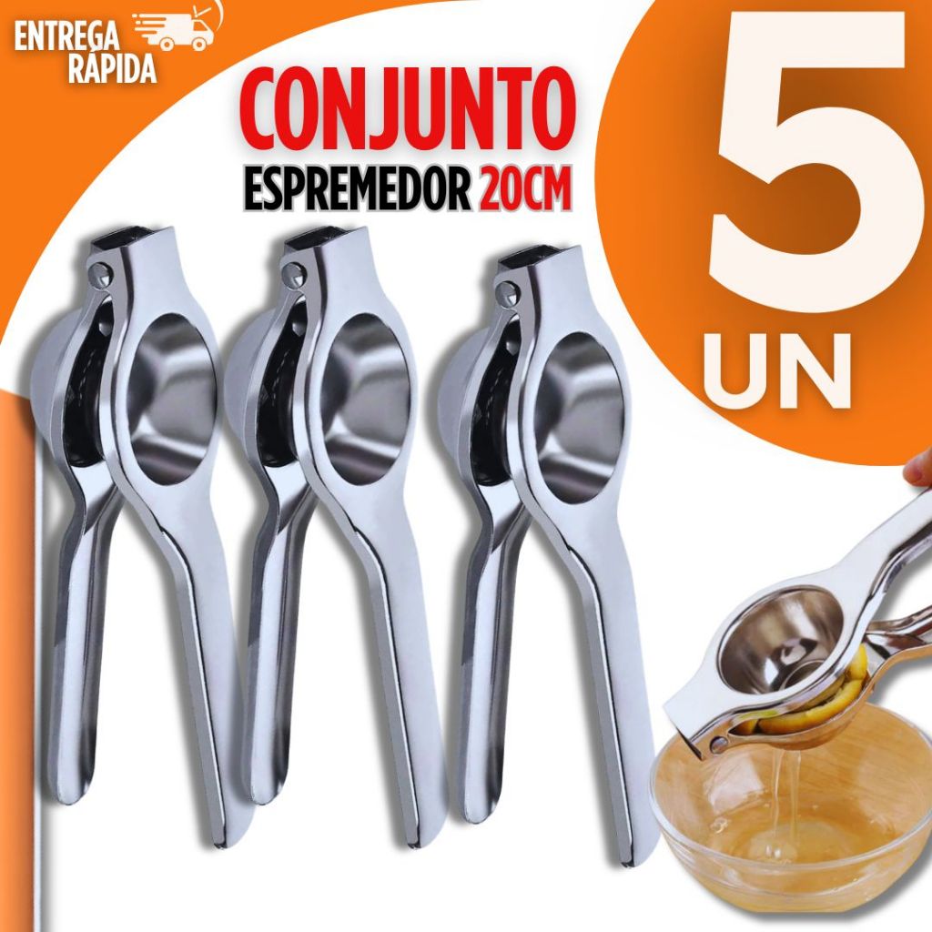 Kit 5 Espremedor de Limão Manual Para Suco Natural Limão Cozinha Utilidades Multiuso Inox Tempero