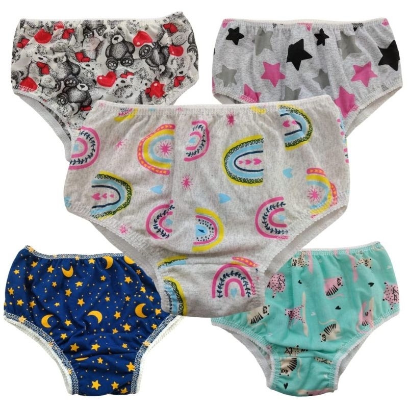 Kit Com 10 peças Calcinha Infantil Bebe E Crianças Lisas E Estampada Variadas Desfralde