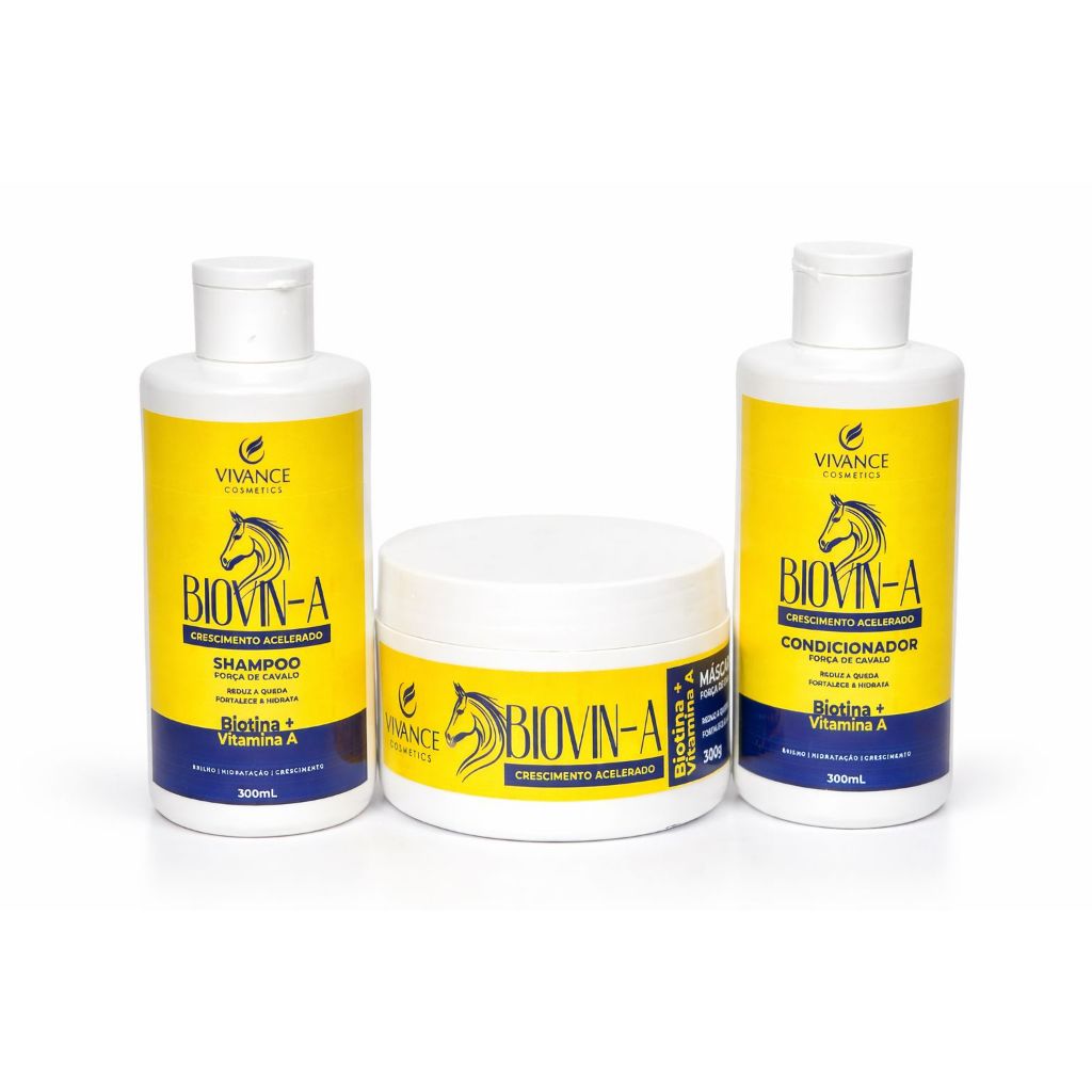 KIT CRESCIMENTO CAPILAR 3 EM 1 BIOVIN-A VIVANCE SHAMPOO 300ML + COND 300ML + MASCARA 300G