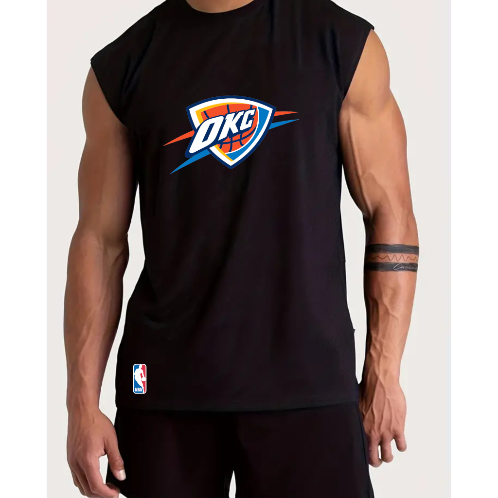 Regata Oversized Masculina Oklahoma Streetwear Treino Academia NBA Estampada Basquete Machão OKC