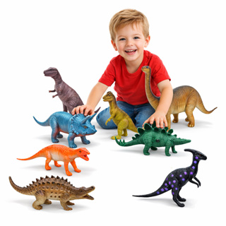 Kit 8 Dinossauros de Borracha Grande Brinquedo Infantil Presente Educativo Coleção Completa Crianças em Oferta na Shopee
