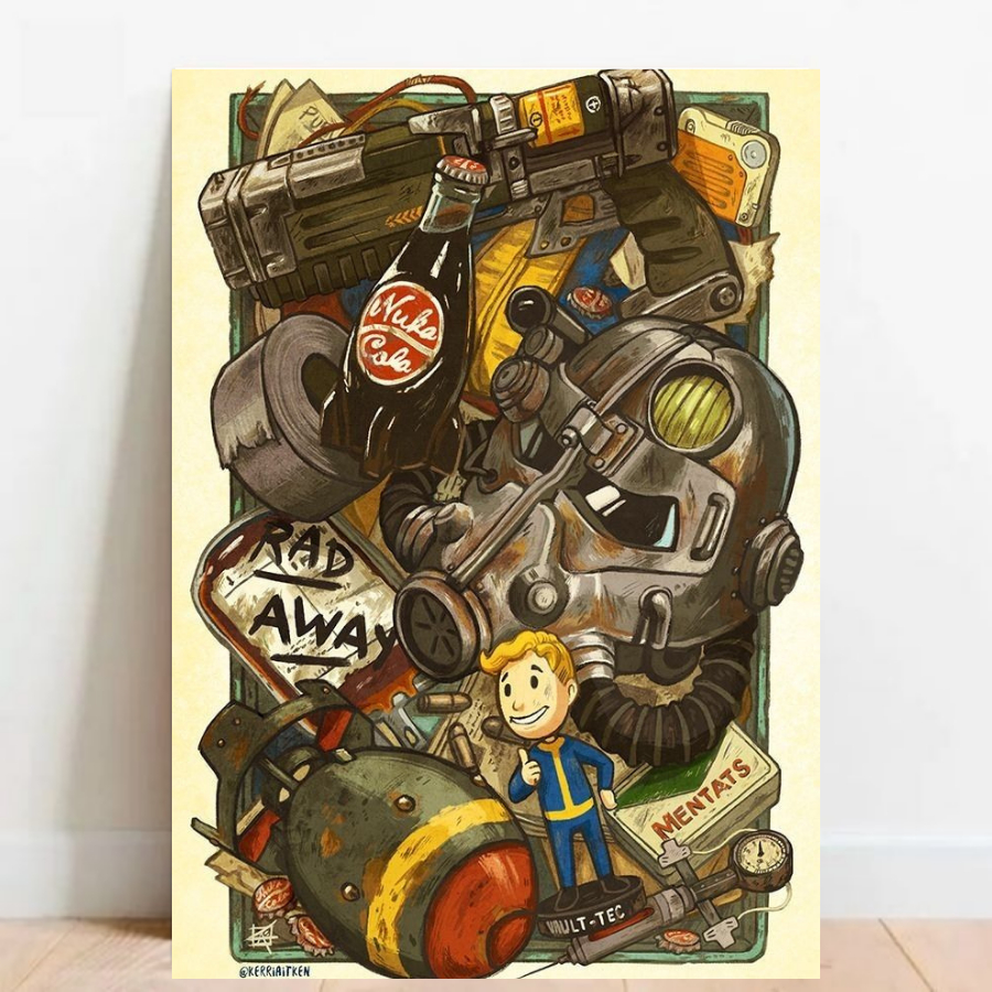 Quadro placa Decorativa game geek Fallout 76 4 rpg fps videos games 016