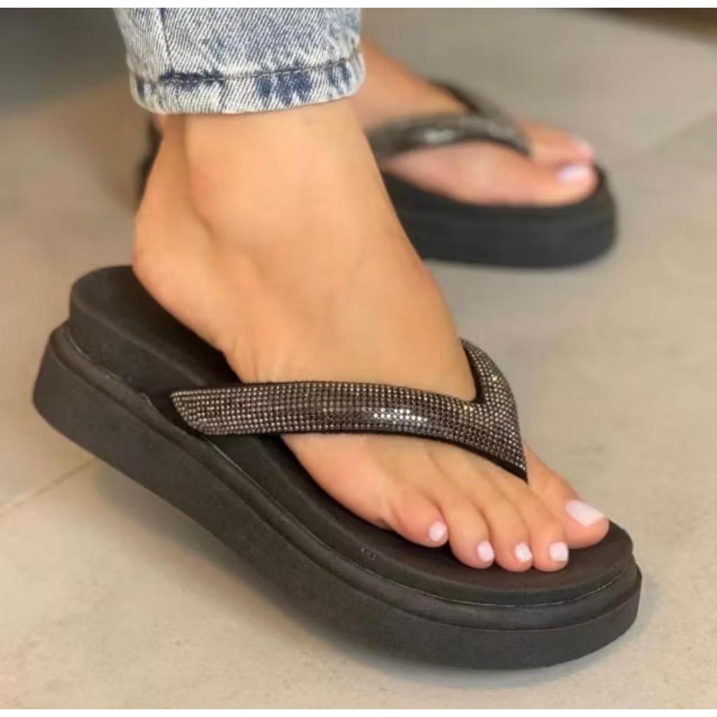 Sandália Papete Feminina Strass Sandália Strass Birken Com Brilho Super Confortável Papete Glamour