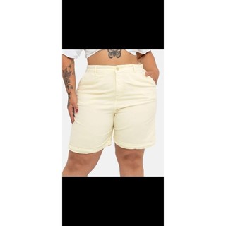bermuda feminina amarela plus size short