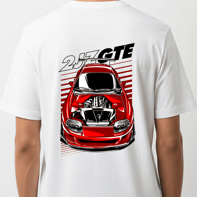 Camiseta 2JZ Engine Toyota Supra Camisa Masculina Feminina Malha Premium Logo Peito e Costas