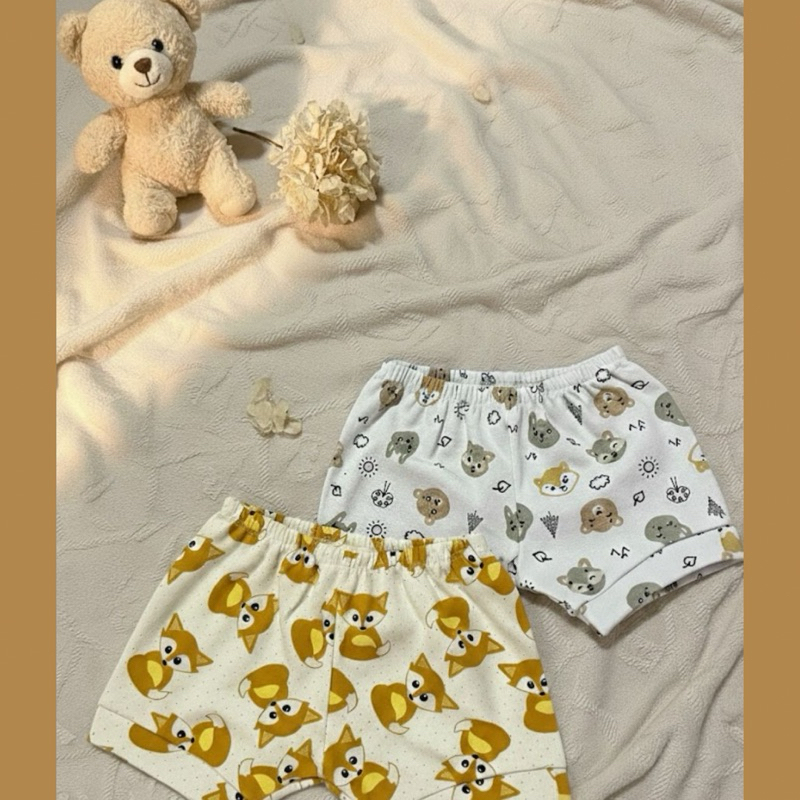 Kit 2 Shorts Tapa Fralda Baby 100% Algodão Estampado Barato Menino Menina Cores Lindas calcinha Dia a Dia Verão Praia
