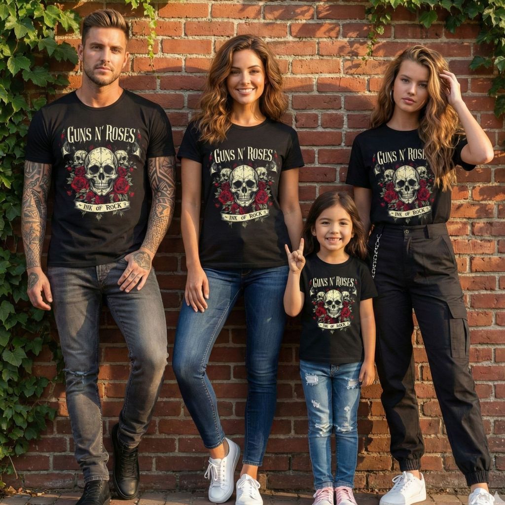 Camiseta Banda de Rock GUNS N' ROSES Camisa Masculina Feminina Infantil Juvenil Para Toda a Família