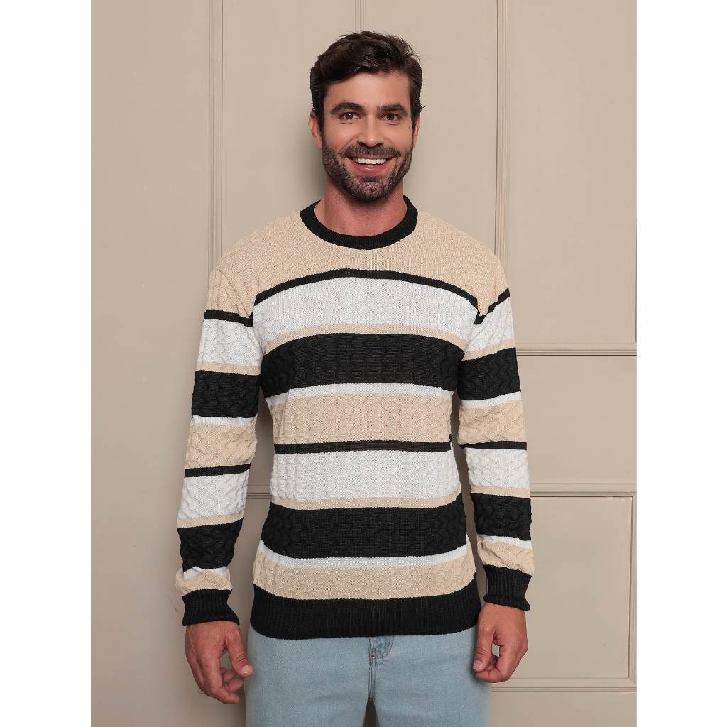 Suéter masculino Premium padrão Passe o inverno com mais estilo e elegância.