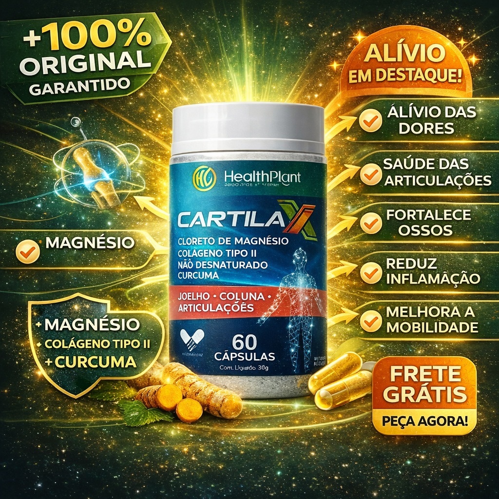 Cartilax | Colágeno Tipo II + Magnésio + Cúrcuma | Suplemento para Rotina Articular