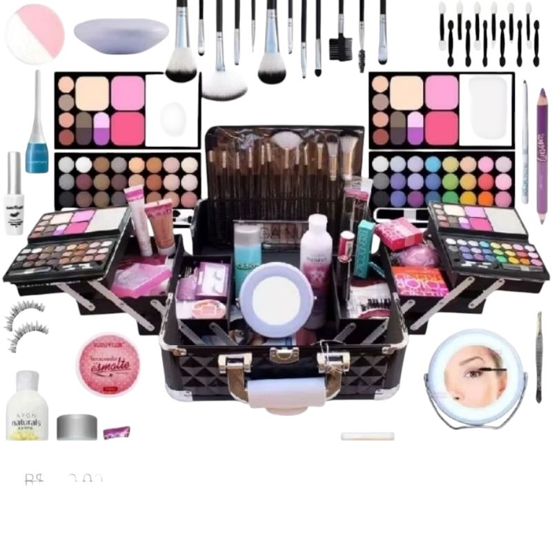 kit de maquiagem completo com pinceis,10 itens(obs esse kit não acompanha maleta)