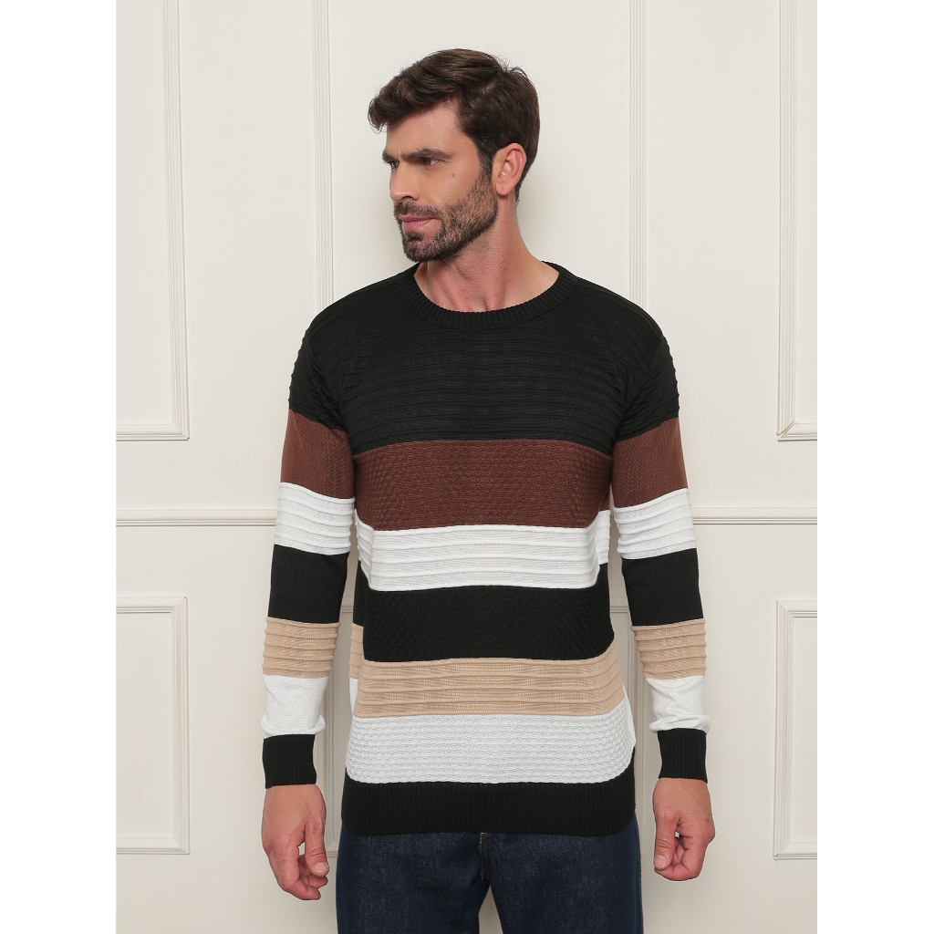 Suéter masculino Premium padrão Passe o inverno com mais estilo e elegância.