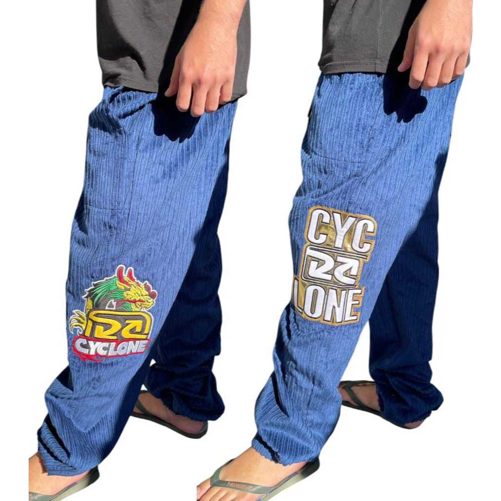 Calça Da Cyclone De Veludo Azul