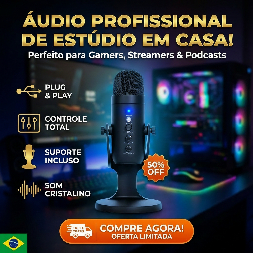 Microfone Condensador Mesa Usb Gamer Rotação 360 Kapbom Ka-1