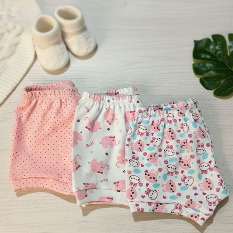 Kit 3 Shorts Tapa Fralda Baby 100% Algodão Estampado Barato Menino Menina Cores Lindas calcinha Dia a Dia Verão Praia