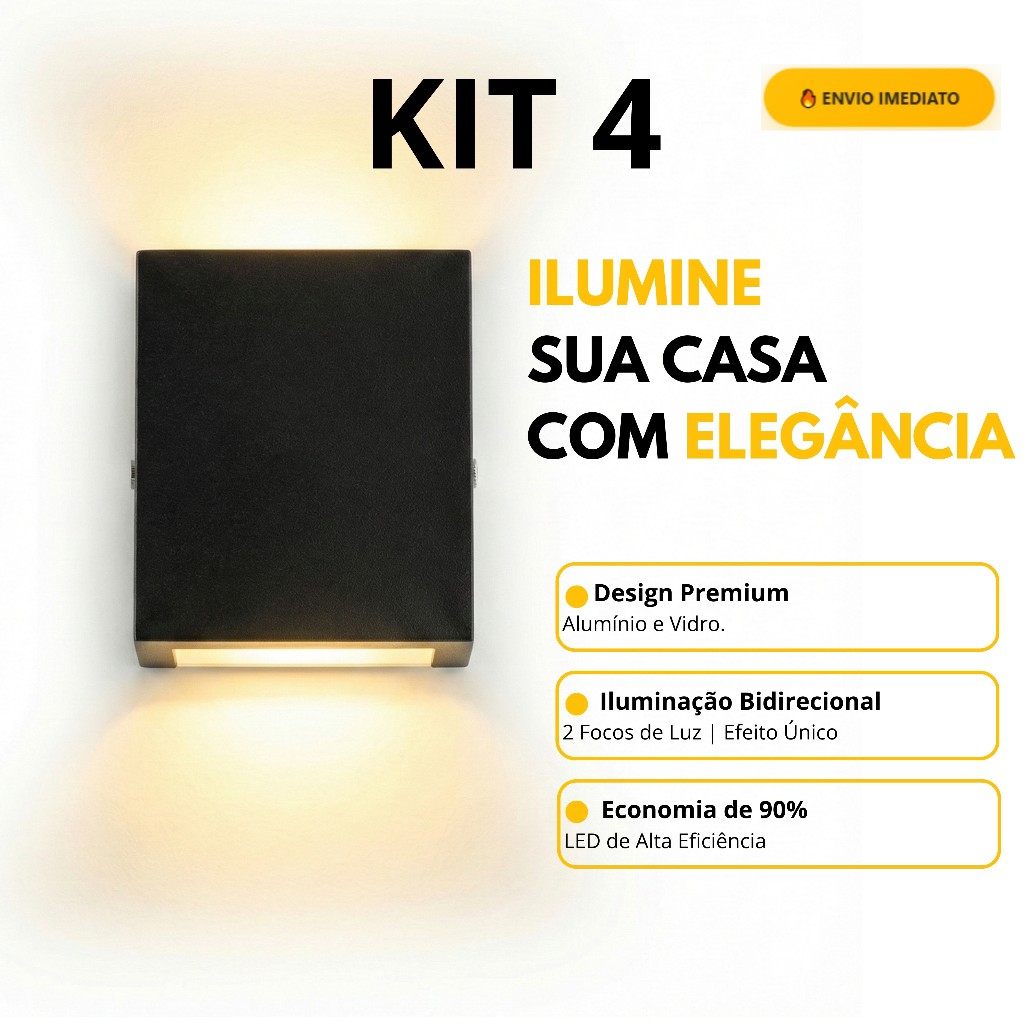 Arandelas LED Parede Alumínio Preto Bivolt com Lâmpada G9 Muro Jardim Área Externa Interna Moderna