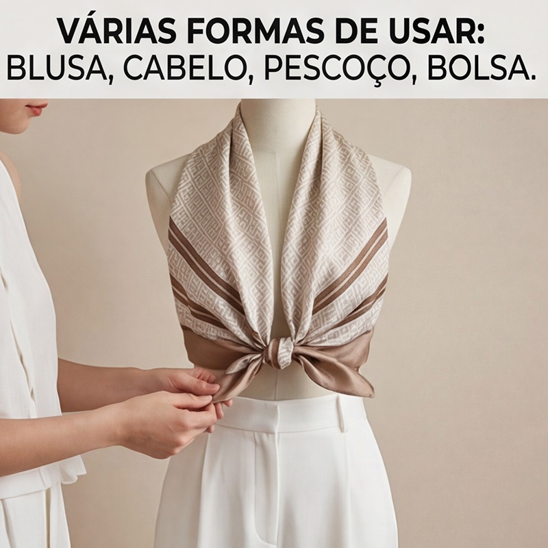 Lenço Feminino Premium 90x90cm | Presente Sofisticado | Várias Formas de Usar