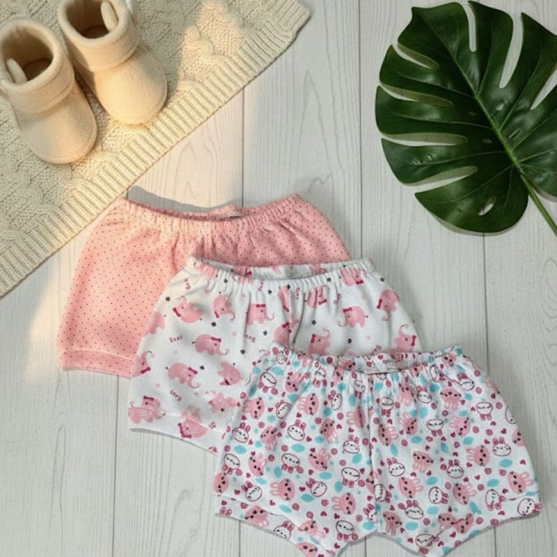 Kit 3 Shorts Tapa Fralda Baby 100% Algodão Estampado Barato Menino Menina Cores Lindas calcinha Dia a Dia Verão Praia