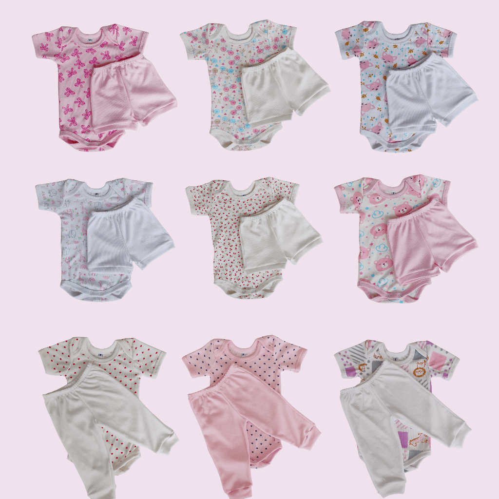 Kit 6 Pçs Roupa De Bebe Conjunto De Body Bebê Manga Curta Roupa Infantil Masculino Feminino