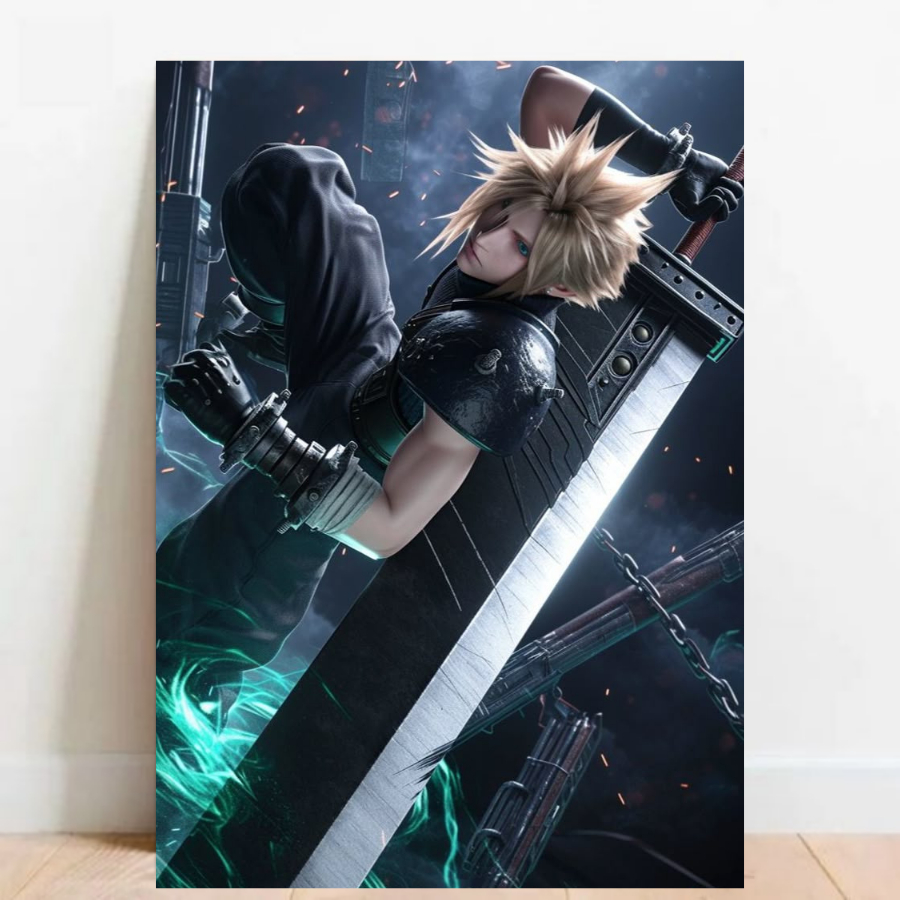 Quadro Placa decorativa geek Final Fantasy VII RPG aventura Game video game a2 60x40cm 07