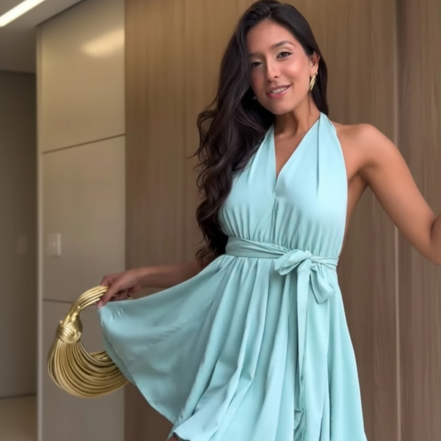 Vestido Macaquinho Soltinho confortável com Amarração