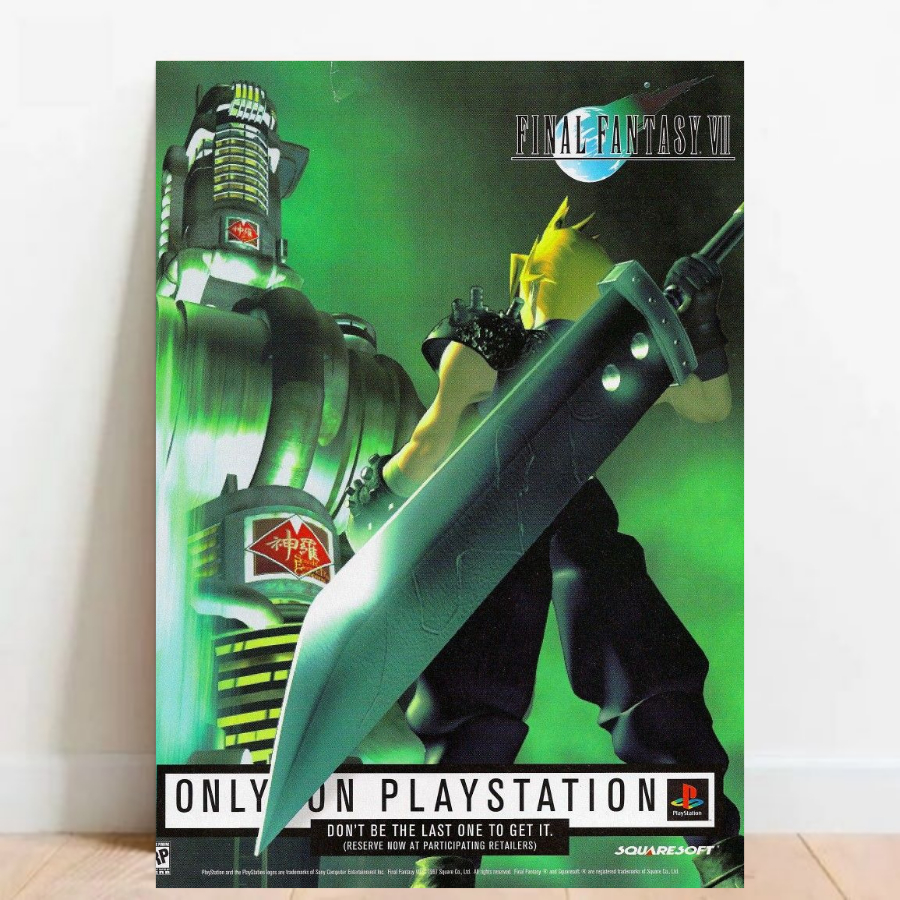 Quadro Placa decorativa geek Final Fantasy VII RPG aventura Game video game a2 60x40cm 010