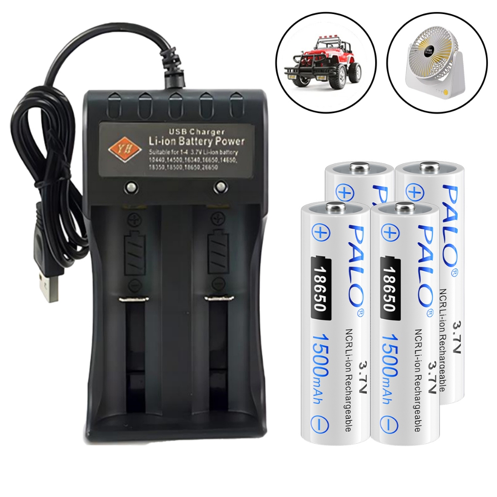 Carregador De Pilhas Recarregável E 18650 3.7v 4 Bateria Para Microfones sem fio 1200 ciclos