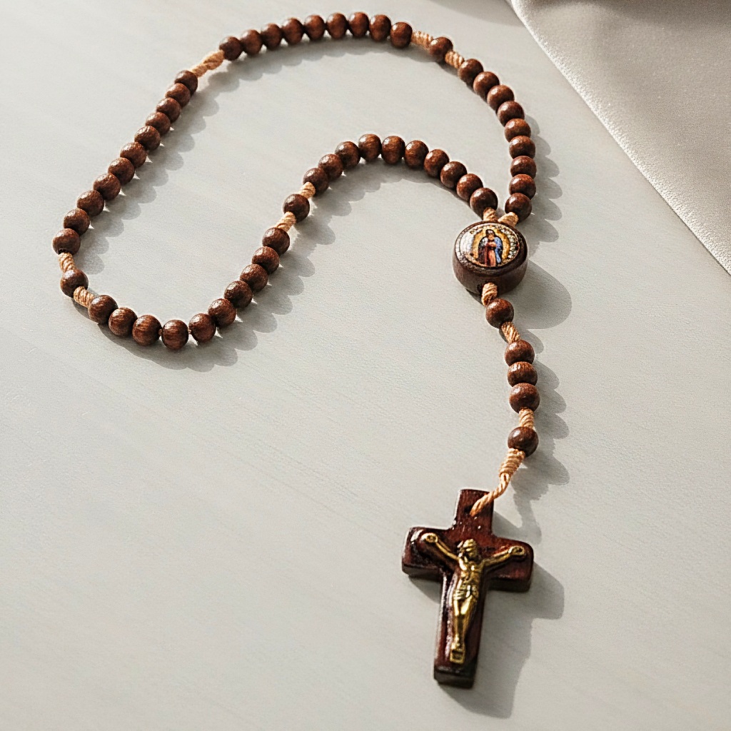 Terço De Mão Nossa Senhora De Guadalupe Madeira Rosário Quaresmal Religioso em Oferta na Shopee