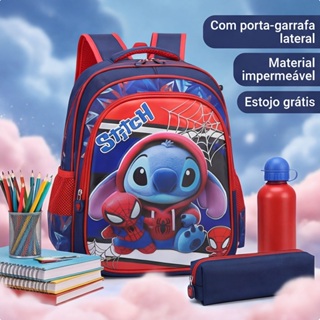 Kit Mochila Stitch com Estojo • Confortável e Resistente • Presente Perfeito para Crianças em Oferta na Shopee