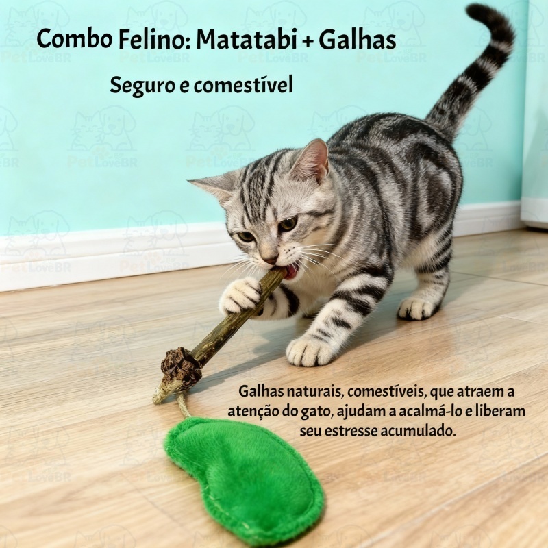 Kit para Gatos: Brinquedo de Pelúcia com Catnip + Bastão de Madeira para Roer e Aliviar Estresse WJ-29 em Oferta na Shopee