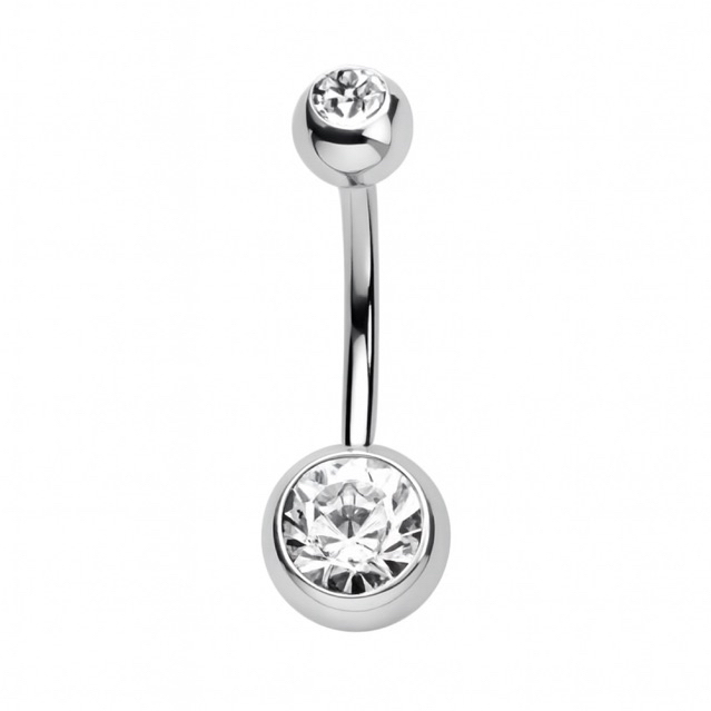 Piercing de Umbigo 2 Pedras Zirconia Aço Cirúrgico em Oferta na Shopee