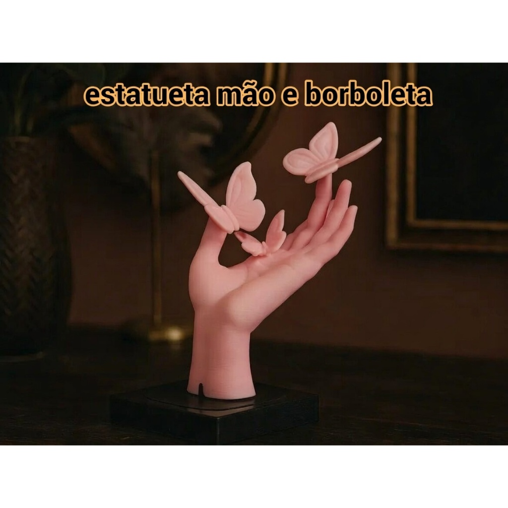 🦋✋ ESCULTURA MÃO BORBOLETA • DECORATIVA • 15CM • ARTE MODERNA • COLECIONÁVEL