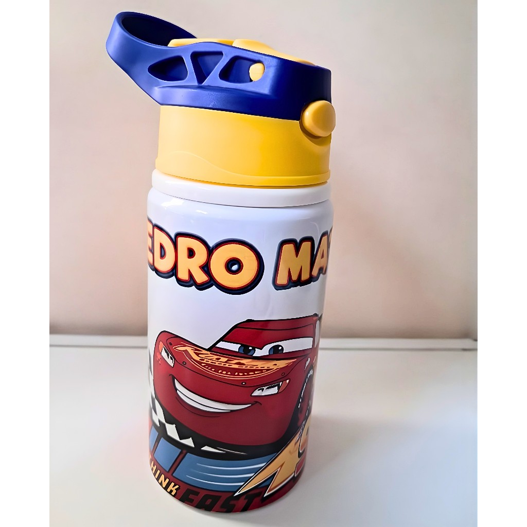 Garrafa Squeeze personalizada em qualquer tema para presente lembrancinha volta as aulas menina carros disney em Oferta na Shopee