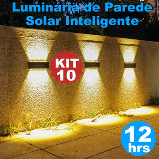 Até 10 Arandelas de Parede Solar Externa LED, Auto Ligar/Desligar, À Prova d'Água para Jardim e Muro em Oferta na Shopee