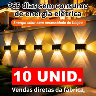 Até 10 Arandelas de Parede LED Solar Externa, Auto Ligar/Desligar, À Prova d'Água para Jardim Pátio em Oferta na Shopee
