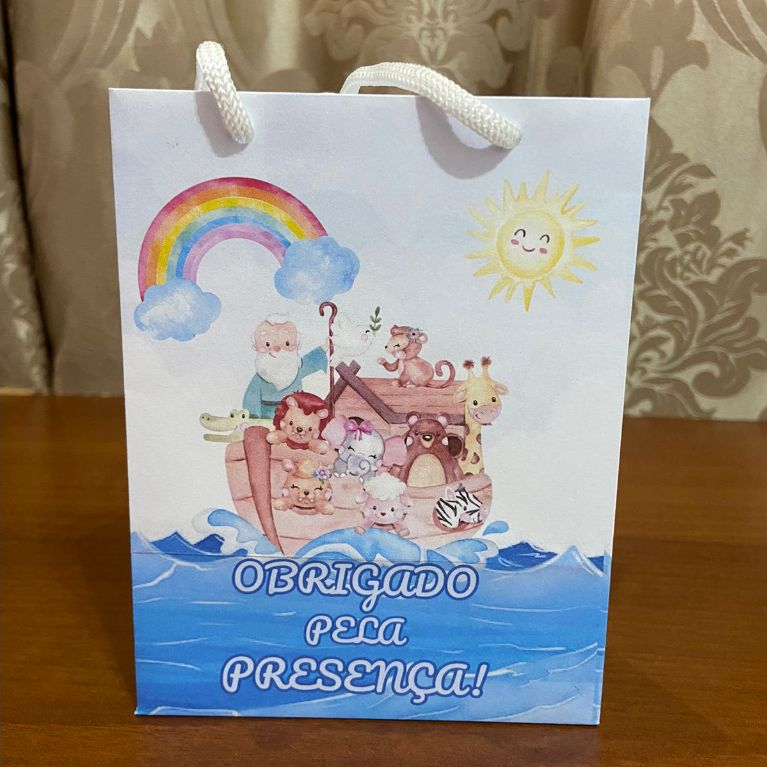 Sacolinha Surpresa Personalizada Festa Infantil Arca de Noé Lembrancinha Aniversário