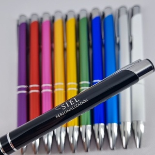 Kit canetas metal personalizada Laser  qualidade 15 a 50 unidades nome profissão logo varias cores em Oferta na Shopee