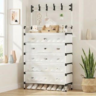 Organizador de Sapatos Multifuncional com Ganchos, 4/6 Camadas, 9-20 Pares, Plástico Antidust. em Oferta na Shopee