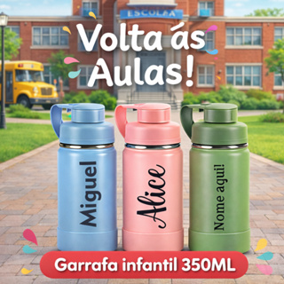 Garrafa Térmica Personalizada a Laser Com Seu Nome 350ml Infantil - Volta as Aulas - Envio Rápido em Oferta na Shopee