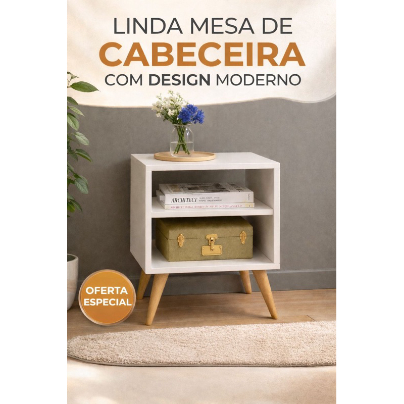 Mesa de Cabeceira Retro para Quarto Casal ou Solteiro Nicho Decoração Palma