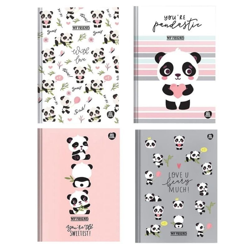 CADERNO PEQUENO  BROCHURA 1/4 80F PANDA/ MY FRIEND- SÃO DOMINGOS em Oferta na Shopee