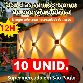 Até 10 Luminarias de Parede Externa Solar LED, Auto Ligar/Desligar,À Prova d'Água para Muro e Jardim em Oferta na Shopee