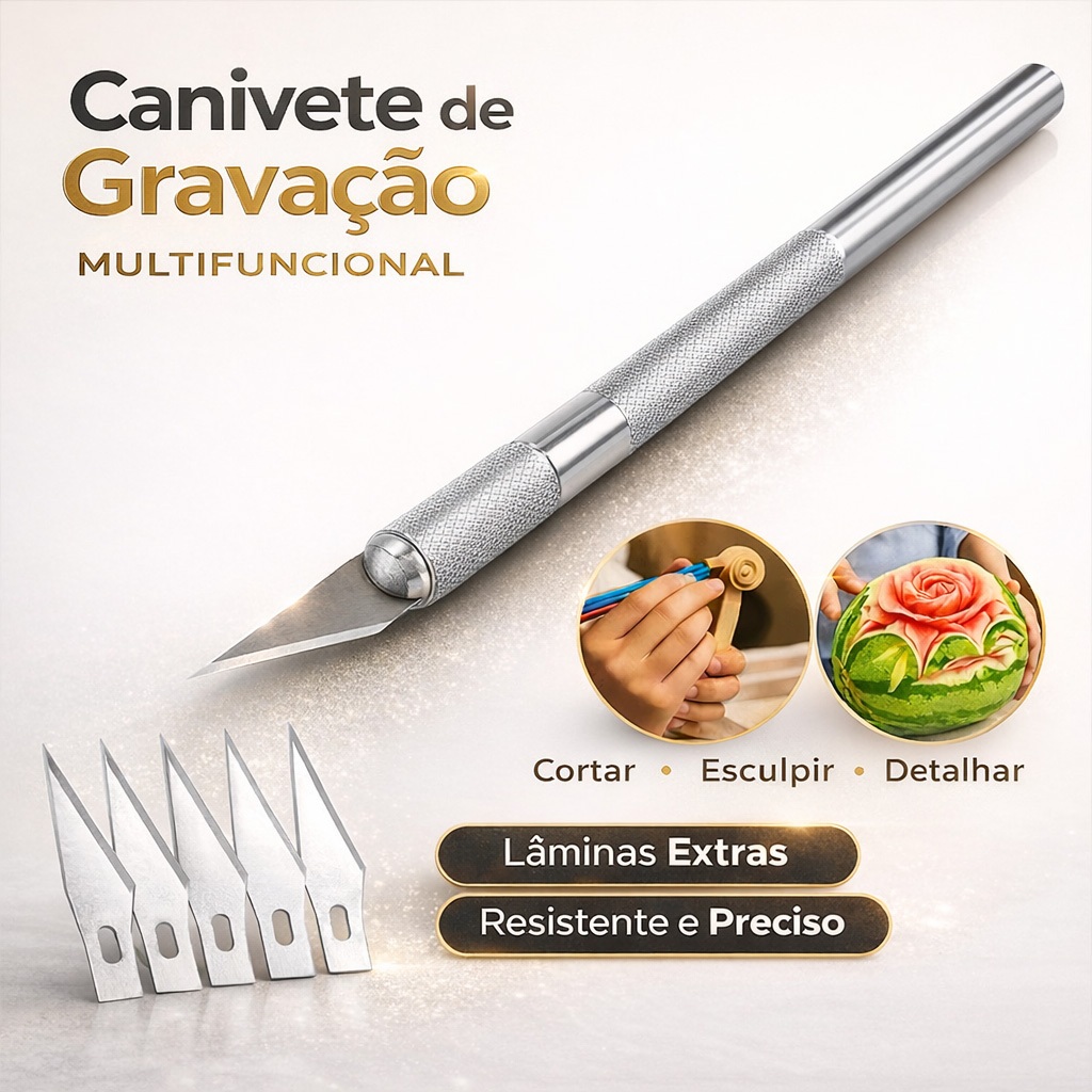 KIT 2 Estilete de Precisão com 5 Lâminas - Cabo Resistente, Corte Afiado e Ideal para Trabalhos Manuais