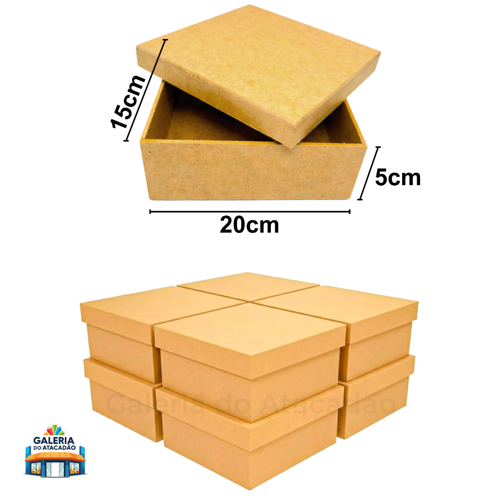Kit 20 Caixas MDF Grande 20x15x5 Liso para Personalizar Artesanato Presente Convite Lembrancinha Decoração Caixinha MDF