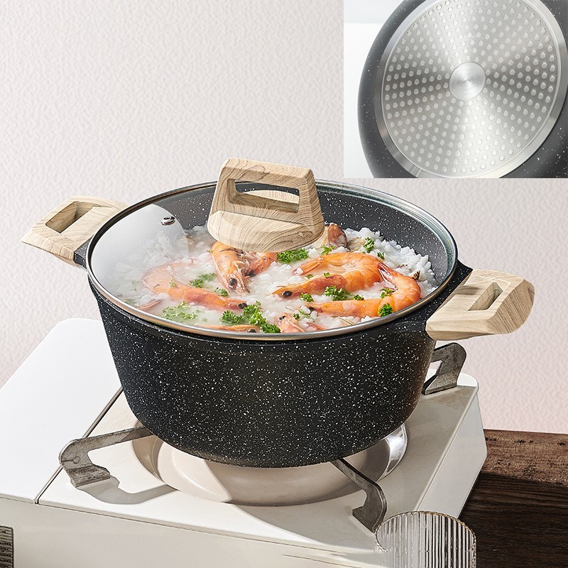 Imagem Panela Caçarola Antiaderente Grafite com Revestimento Cerâmico Premium | 20/24/28cm | Tampa de Vidro Temperado | Indução