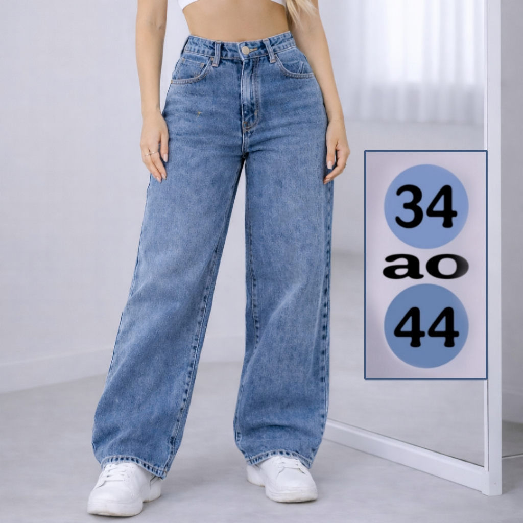 Calça wide leg jeans clara , rasgada, escura, OFICIAL W2DENIM em Oferta na Shopee