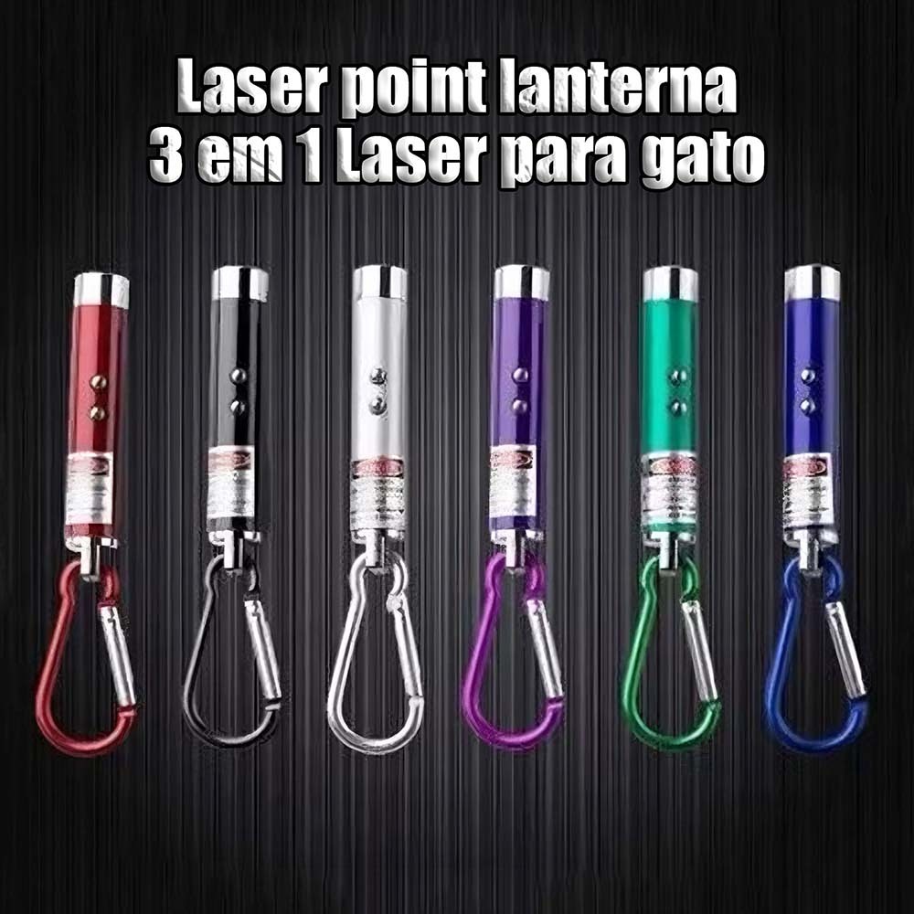 Kit De 2/4/6 Laser Pointer Vermelho 3 Em 1 Chaveiro Lanterna Brincar Gato