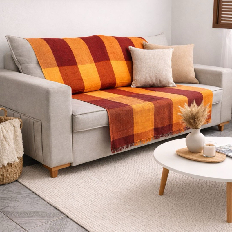 Manta Para Sofá Luxuosa Decoração Sala| Tamanho 210X120 | King Grande Protetora, 100% Algodão