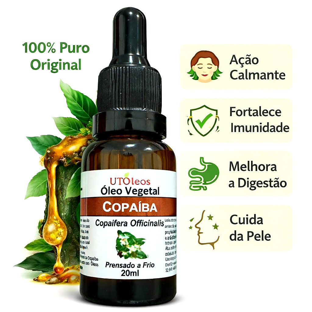 Óleo Vegetal De Copaíba 100% Puro Conta Gotas 20ml em Oferta na Shopee