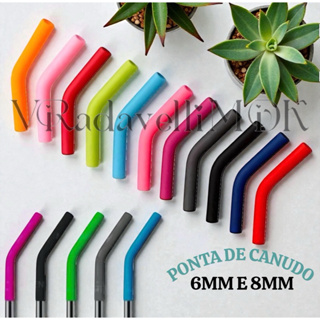 Ponta de canudo reutilizável de silicone 6MM e 8MM Já no brasil 🇧🇷 em Oferta na Shopee